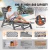 Chaise Lounge Chair, 400 lbs Weight Capacity, 6 Positions Adjustable Patio Lounge Chair, Outdoor HDPE Lounge Chair with Backrest & Cup Holder
