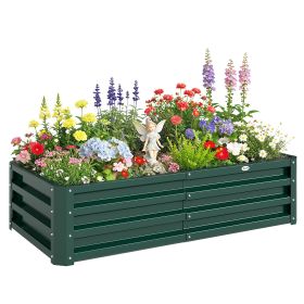 Galvanized Raised Garden Bed, 4' x 2' x 1' Metal Planter Box, for Growing Vegetables, Flowers, Herbs, Succulents, Green