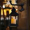 Vintage Golden Brushed Black Lantern Decorative LED Flickering Flameless Candle with Timer