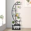 6th Floor Half Moon Ironwood Suitable For Garden Balcony Patio Lawn Home Decoration Plant Stand Flower Pot Stand Iron Flower Stand Black
