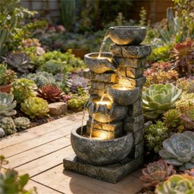 Outdoor Fountain, Garden Fountain with LED Lights Mixed