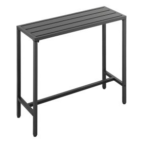 Outdoor Bar Table, 39.4 x 15 in Patio Bar Table, Waterproof Top & Sturdy Metal Frame, Rectangle Counter Height Dining Tables