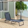 Folding Chaise Lounge Chair, 4-Position Backrest, Pillow, Breathable Mesh for Patio, Garden Sun, Poolside, Baby Blue
