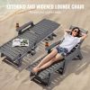 Chaise Lounge Chair, 400 lbs Weight Capacity, 6 Positions Adjustable Patio Lounge Chair, Outdoor HDPE Lounge Chair with Backrest & Cup Holder