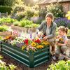 Galvanized Raised Garden Bed, 4' x 2' x 1' Metal Planter Box, for Growing Vegetables, Flowers, Herbs, Succulents, Green
