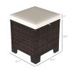 2 Pieces Wicker Outdoor Ottomans with Cushions, Rattan Ottoman Footrest & Side Table for Patio Yard Poolside, Beige