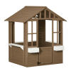 Kids Wooden Playhouse, Outdoor Garden Games Cottage with Working Door, Windows, Flowers Pot Holder, 47" x 38" x 54"