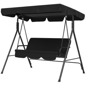 Outdoor 3-Seat Patio Swing Chair with Cushion and Adjustable Canopy, Black for Garden