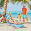 Folding Sun Chair, Portable Outdoor Chair with Adjustable Back, Breathable Mesh and Pillow, for Patio, Beach, Blue