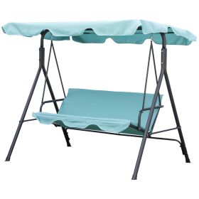 Porch Swing Chair 3-Person with Adjustable Canopy Green Steel Frame for Patio