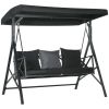 3-Seat Patio Swing Chair Outdoor Canopy Glider with Cushion 3 Throw Pillows Adjustable Shade for Porch Garden