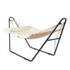 Hammock with Stand, Double-Barrel Hammock with Hammock Bed, Heavy Duty Adjustable Hammock Set for Outdoors, Patio, Yard, Garden, Beige