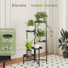 5 Tier Metal Plant Stand for Indoor Outdoor, Foldable Corner Tall Plant Shelf for Multiple Plants