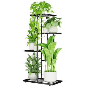 Plant Stand Indoor Outdoor Metal 4 Tier 5 Potted Multiple Flower Pot Holder Shelf Planter Display Shelving Unit for Patio Garden Corner Balcony Living