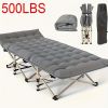 75-inch heavy-duty  folding bed, 10-leg design for stable support, portable camping bed with side pockets and mattress, winter camping equipment