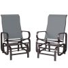 Gliding Lounger Chair Set of 2, Single Rockers with Lightweight Metal & Mesh Construction, Gray