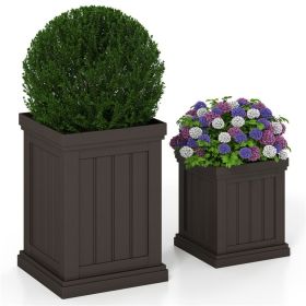 Set of 2 Stackable PP Planters with Efficient Drainage Holes, Weather-Resistant Flower Pots for Indoor Outdoor Use
