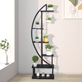 6th Floor Half Moon Ironwood Suitable For Garden Balcony Patio Lawn Home Decoration Plant Stand Flower Pot Stand Iron Flower Stand Black
