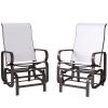 Gliding Lounger Chair Set of 2, Single Rockers with Lightweight Metal & Mesh Construction, Beige