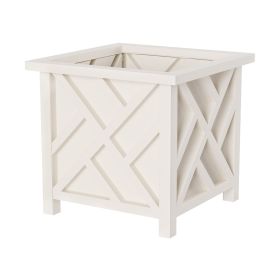 Lattice Design Outdoor Planter Box - 14.75' Plant Pot - Decorative Plant Pots for Front Porch Decor - Flower Pots Outdoor Planters for Porch Patio or