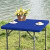 Square Fitted Table Cover Elastic Tablecloth Stretch Spandex Table Top Cover Tables Topper Cap for Dining Kitchen Home Party Blue 34X34 Inch