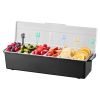 Chilled Condiment Server, 6 Compartment Ice Cooled Condiment Serving Container, Chilled Garnish Tray Bar Caddy with Lid, for Bartending & Serving Taco