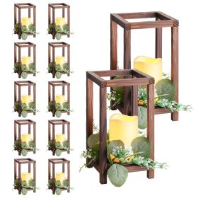 12 Set/36 Pcs Wooden Wedding Lantern Centerpiece