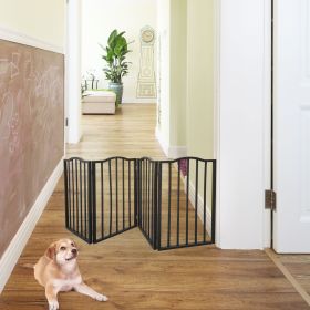 Pet Gate – Dog Gate for Doorways;  Stairs or House – Freestanding;  Folding ;  Dark Brown; Arc Wooden