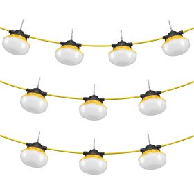 100FT Construction String Lights, 100W 10000LM, 10PCs String Work Light, 5000K, IP65 Waterproof, with Hanging Hooks, for Construction Site