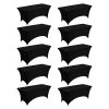 10 Pack Table Cloth for 6FT Rectangular Fitted Events, Wrinkle-Resistant Stretch Black Table Covers, Washable Spandex Tablecloth Protector, for Party