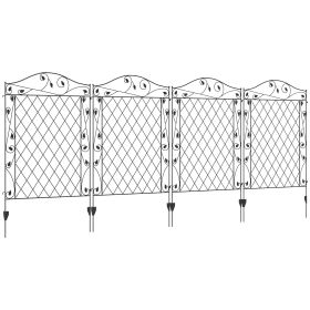 Garden Fence, 4 Pack Steel Fence Panels, 11.5' L x 43" H, Rust-Resistant Decorative Border Flower Edging for Yard, Landscape, Patio, Outdoor Decor