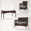 4 Pieces Wicker Outdoor Balcony Furniture Set Rattan Patio Furniture Set with Loveseat Chairs Glass Coffee Table Grey