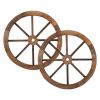 [Same Code: 95885929]2pcs 24-Inch Old Western Style Garden Art Wall Decor Wooden Wagon Wheel Brown