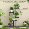 5 Tier Metal Plant Stand for Indoor Outdoor, Foldable Corner Tall Plant Shelf for Multiple Plants