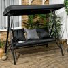 3-Seat Patio Swing Chair Outdoor Canopy Glider with Cushion 3 Throw Pillows Adjustable Shade for Porch Garden