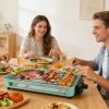 2-IN-1 Electric Grill & Crepe Maker, 2000W Fast Heat 5 Temp Control, 3 Raclette Trays Dishwasher Safe for Indoor Outdoor