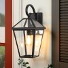 10" 2pcs Outdoor Wall Lanterns, Black Finish Weatherproof Wall Sconce with Clear Glass Panels, Vintage Exterior Light Fixtures for Porch, Patio