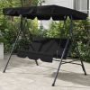 Outdoor 3-Seat Patio Swing Chair with Cushion and Adjustable Canopy, Black for Garden