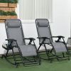 Grey Zero Gravity Chair Set: 2-Pack Recliners with Pillows, Cup Trays & Phone Holders for Ultimate Relaxation