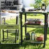 Outdoor barbecue cart, grill, with storage rack