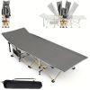 75-inch heavy-duty  folding bed, 10-leg design for stable support, portable camping bed with side pockets and mattress, winter camping equipment