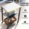 Outdoor barbecue cart, grill, with storage rack