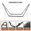 Hammock with Stand, Double-Barrel Hammock with Hammock Bed, Heavy Duty Adjustable Hammock Set for Outdoors, Patio, Yard, Garden, Beige