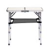 Portable Adjustable Height Folding Table with Mesh Storage Shelf – Lightweight Aluminum Camping Table, 2 Height Settings