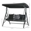 3-Seat Patio Swing Chair Outdoor Canopy Glider with Cushion 3 Throw Pillows Adjustable Shade for Porch Garden