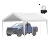 10x20 FT Carport Canopy Replacement Cover Heavy Duty Waterproof UV Resistant Tarp Shelter Top Easy Installation with Elastic Ropes White Only Canopy N