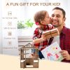 Kids Wooden Playhouse, Outdoor Garden Games Cottage with Flowers Pot Holder, Working Door, Windows, Brown