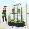 Galvanised Raised Garden Bed with Arched Trellis, 5 x 3 x 6ft Metal Outdoor Planter Box with Open Bottom, Dark Gray