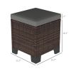 2 Pieces Wicker Outdoor Ottomans with Cushions, Rattan Ottoman Footrest & Side Table for Patio Yard Poolside, Gray