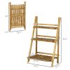 3-Tier Folding Plant Stand, 24" x 15" Wooden Indoor Plant Shelf Display Stand, for Corner Balcony Garden Patio